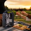 Bey-Berk Black Leather Wine Bottle Carrier, Two-Bottle Travel Case with Handle, Zipper Closure and Built-In Corkscrew Tool Set view 4