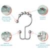 Maytex Shower Curtain Hooks, Shower Curtain Rings, Rust-Resistant Decorative Double Roller Glide Shower Hooks, Shower Rings for Bathroom Shower Rods, Curtains, Liners, Set of 12, Brushed Nickel view 3