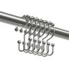 Maytex Shower Curtain Hooks, Shower Curtain Rings, Rust-Resistant Decorative Double Roller Glide Shower Hooks, Shower Rings for Bathroom Shower Rods, Curtains, Liners, Set of 12, Brushed Nickel view 4