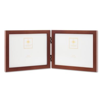 Lawrence Frames Hinged Double (Horizontal) Walnut Wood Picture Frame, Gallery Collection, 5 by 7-Inch
