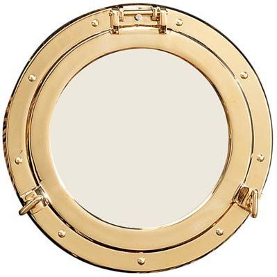 HS 17" Polished Brass Nautical Porthole Mirror