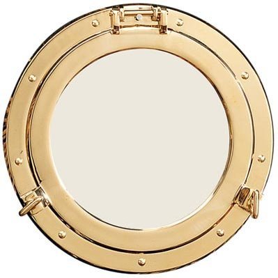 HS 21" Polished Brass Nautical Porthole Mirror