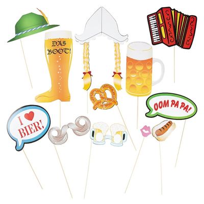 Oktoberfest Photo Stick Props - 12 Piece Set - Photo Booth Party Supplies