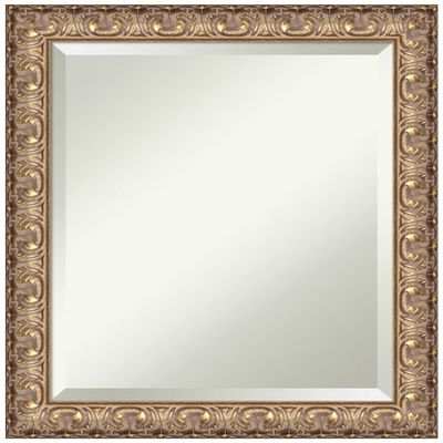 Amanti Art Gold Wall Mirror 23x19 Florentine Gold Rectangle Bathroom Mirror for Wall Decor Living Room, Small Traditional Wood Frame, Hangs Horizonally and Vertically, Bathroom Decor, Beveled Edge