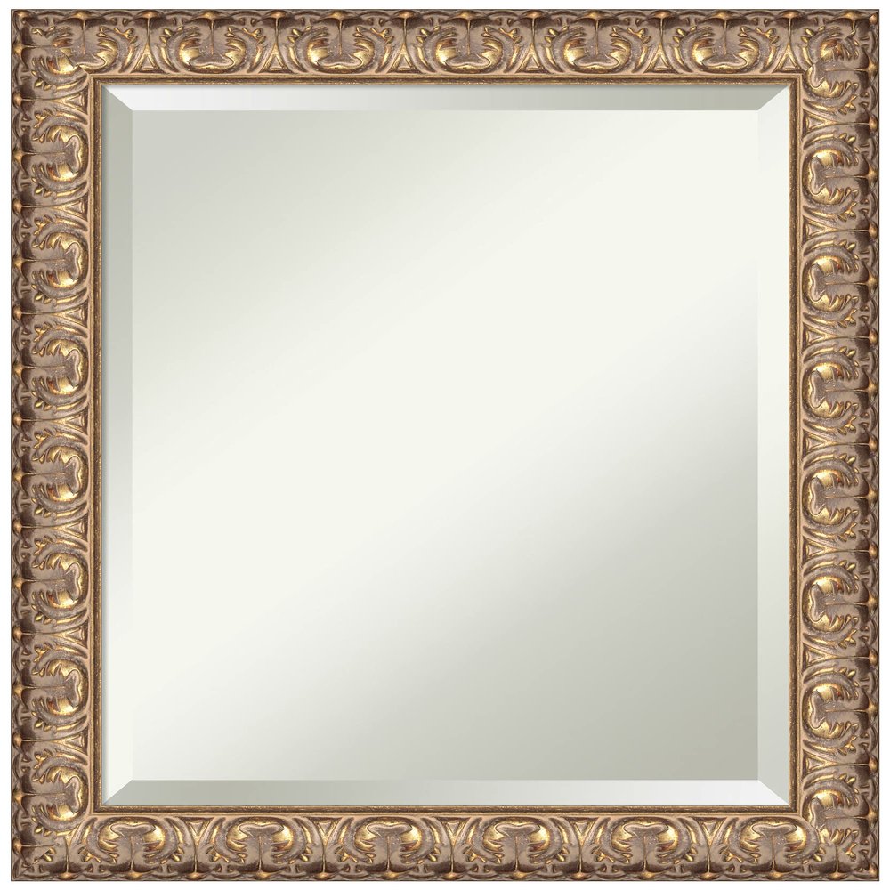 Amanti Art Gold Wall Mirror 23x19 Florentine Gold Rectangle Bathroom Mirror for Wall Decor Living Room, Small Traditional Wood Frame, Hangs Horizonally and Vertically, Bathroom Decor, Beveled Edge