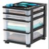 IRIS USA, Inc. 4-Drawer Rolling Storage Cart with Organizer Top, Black view 1