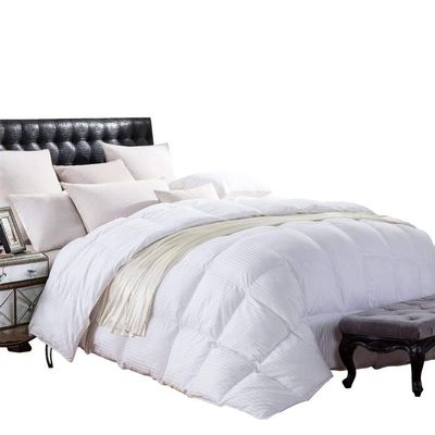 1200 Thread Count Full Size Siberian Goose Down Comforter 100% Egyptian Cotton 750FP, 50oz & 1200TC - White Stripe