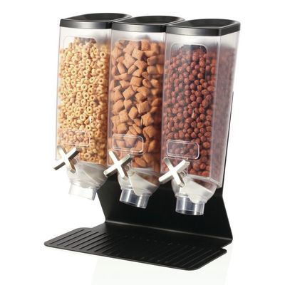 Rosseto Three Container EZ-PRO H3B Snack Dispenser With Black Steel Stand (1 Gallon Each) EZ50399
