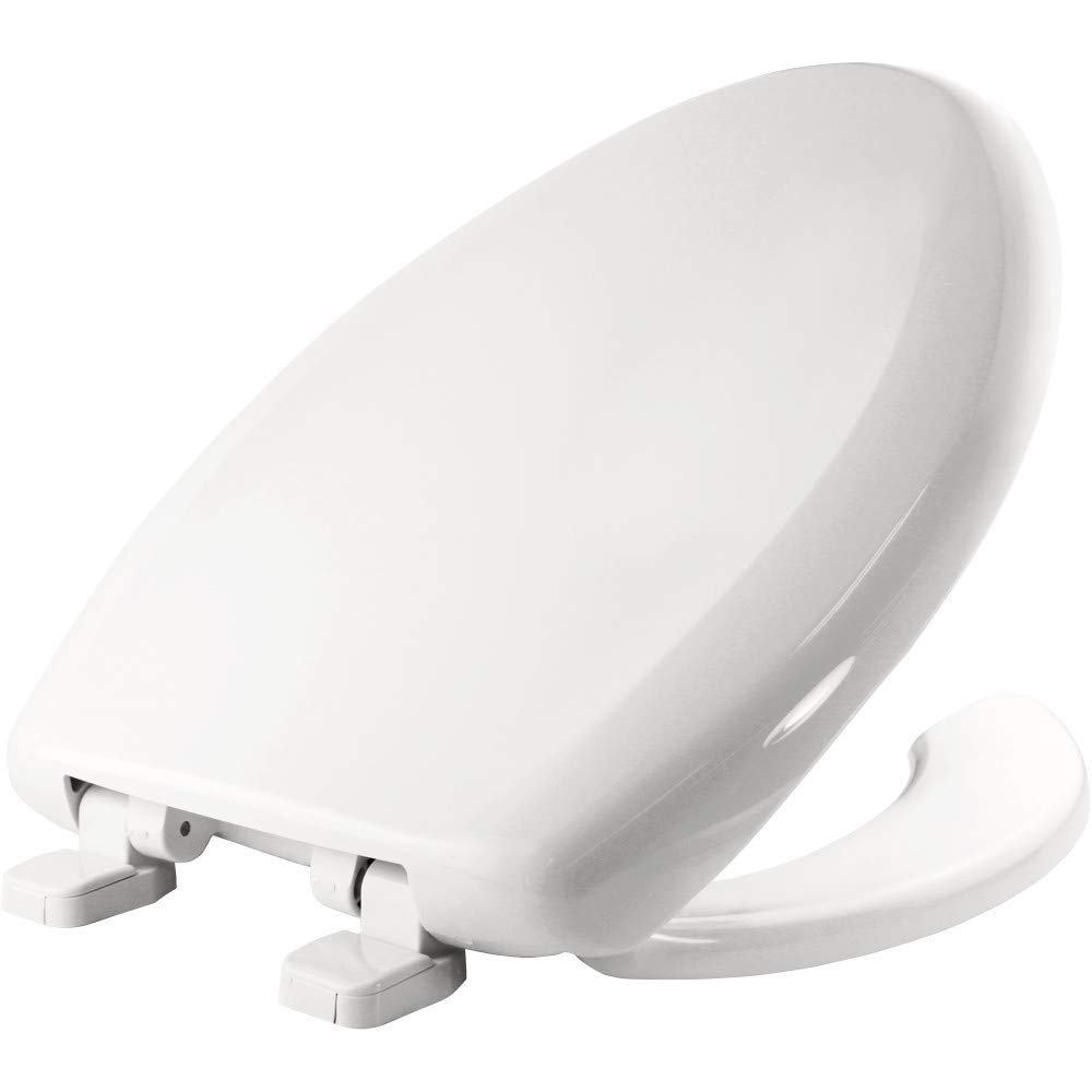 BEMIS 1250TTA Commercial Open Front Plastic Toilet Seat, Heavy Duty Industrial Seat with Lid, Elongated, White