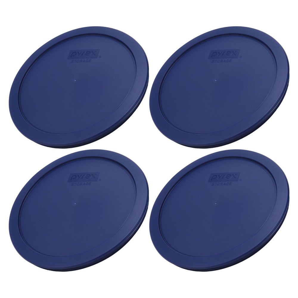 Pyrex 7402-PC 6/7-Cup Blue Replacement Lid for 7402 Sculpted Mixing Bowl & 7203 Bowl (4-Pack) - Made in the USA