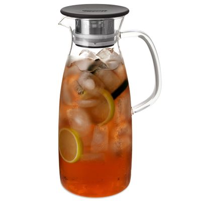 FORLIFE Mist Glass Ice Tea Jug, 50-Ounce, Black