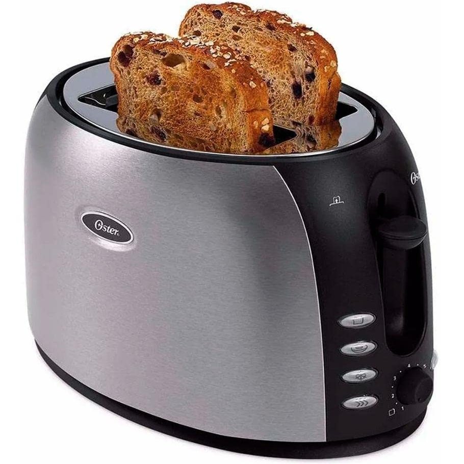 Oster 2-Slice Toaster with Extra Wide Slots, Bagel Toaster for All Bread Types, Brushed Stainless Steel