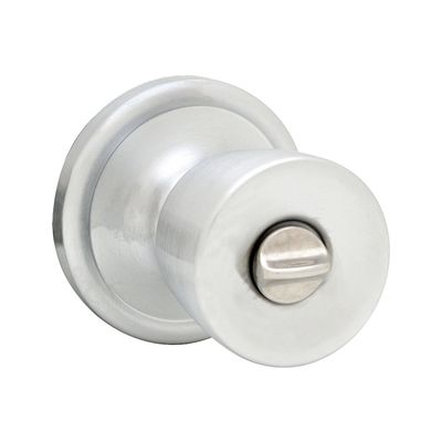 Kwikset Abbey Bed/Bath Knob in Satin Chrome