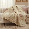 Greenland Home Fashions Antique Rose - Classic Traditional Floral - 100% Cotton Quilted Throw Blanket, 50 x 60 inches, Ecru view 2