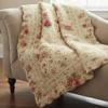 Greenland Home Fashions Antique Rose - Classic Traditional Floral - 100% Cotton Quilted Throw Blanket, 50 x 60 inches, Ecru view 3