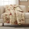 Greenland Home Fashions Antique Rose - Classic Traditional Floral - 100% Cotton Quilted Throw Blanket, 50 x 60 inches, Ecru view 4