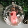 Angel with Red Heart Lighted Christmas Ball Ornaments - Hand Painted Glittery Snowflakes - Color Changing - 4 Hour Timer - 4" Diameter view 3