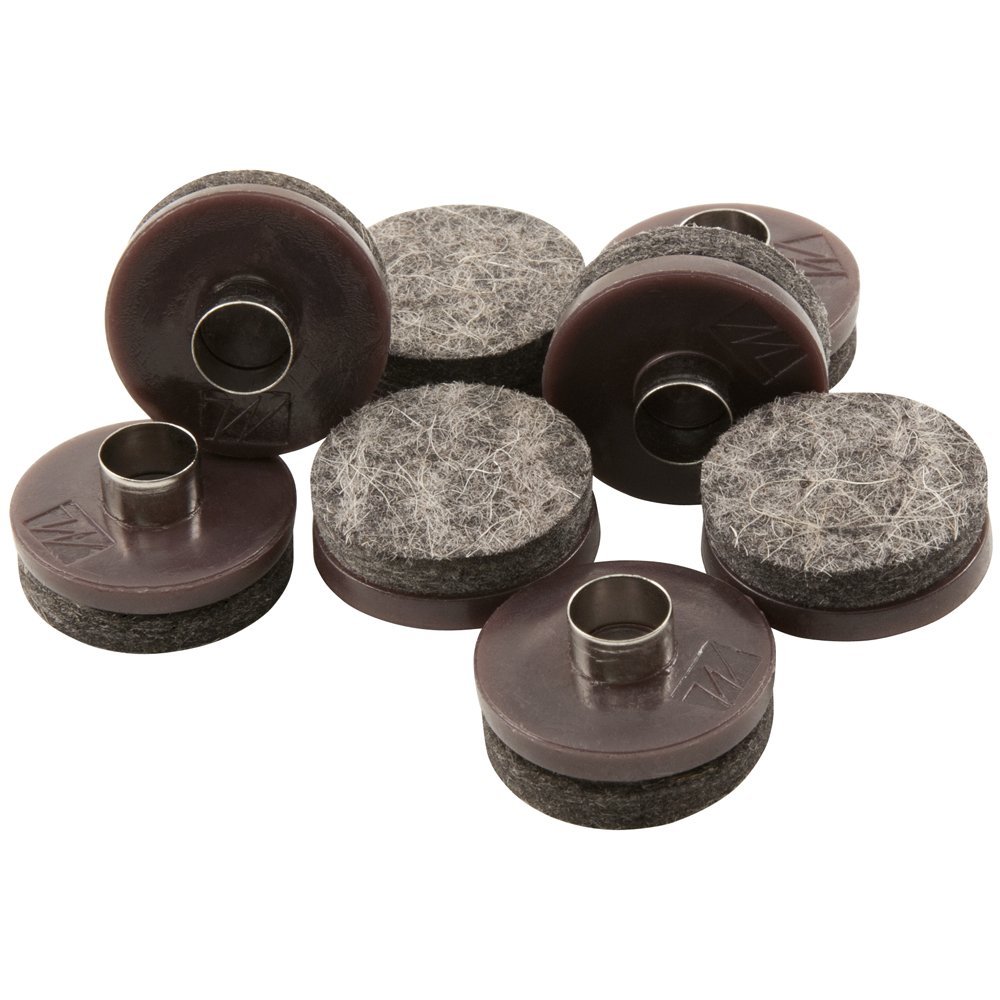 softtouch 7/8" Round Nail On Heavy Duty Felt Furniture Pads for Wood Furniture, Protect Hard Floor Surfaces from Scratches, Brown (8 Pack)