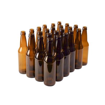 FastRack Amber Beer Bottles 12oz (Pack of 24) | Longneck Glass Beer Bottles w/Crown Finish for Home Brewing Mead, Cider & Kombucha | Durable Brewing Bottle & Bottling Kit