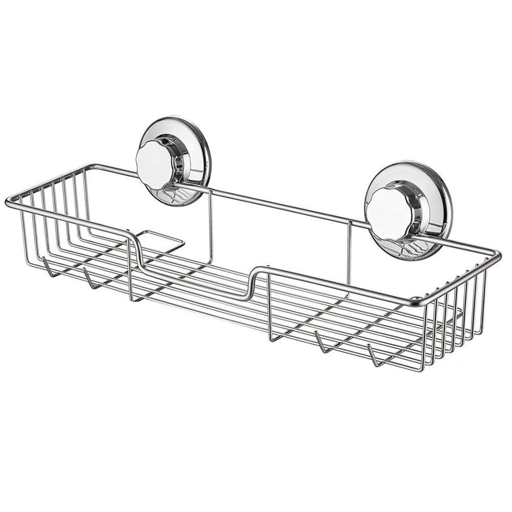 iPEGTOP L-4 Strong Suction Cup Shower Caddy Bath Shelf Storage, Combo Organizer Basket for Shampoo, Soap, Conditioner, Razor Bathroom Accessories - Rustproof Stainless Steel, Chrome