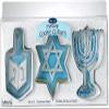 Rite Lite Set of 3 Chanukah Cookie Cutters Sheets - Dreidel, Menorah, Star of David Design, Jewish New Year Holiday Party Favors Hanukkah Hostess Gifts, Goodie Bag Rewards, Cooking Kitchen Accessories view 2