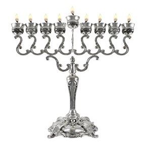 Silver Plated Large 21.5" tall Hanuukah Menorah