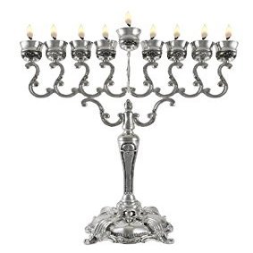 Silver Plated Large 21.5" tall Hanuukah Menorah