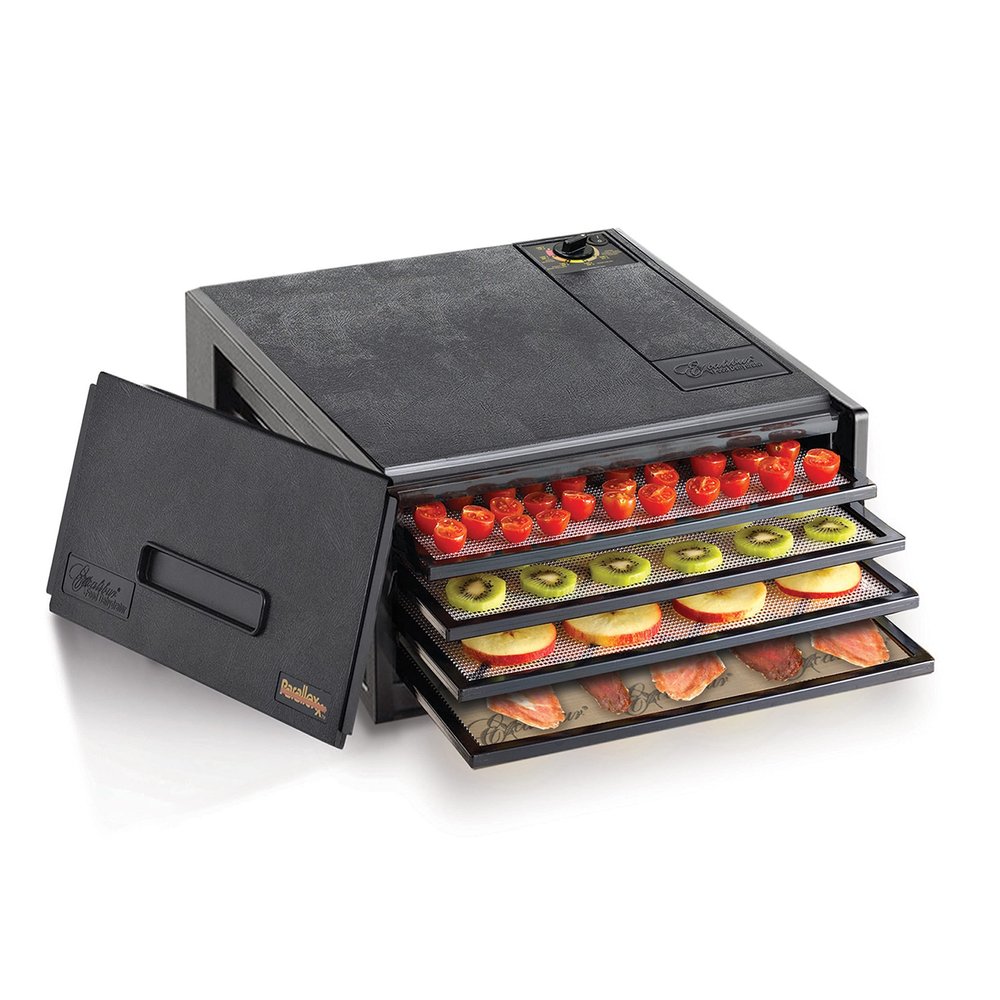 Excalibur Electric Food Dehydrator Machine 4-Tray with Adjustable Thermostat, Accurate Temperature Control and Fast Drying with 4 Square Feet of Drying Space, 250-Watts, Black