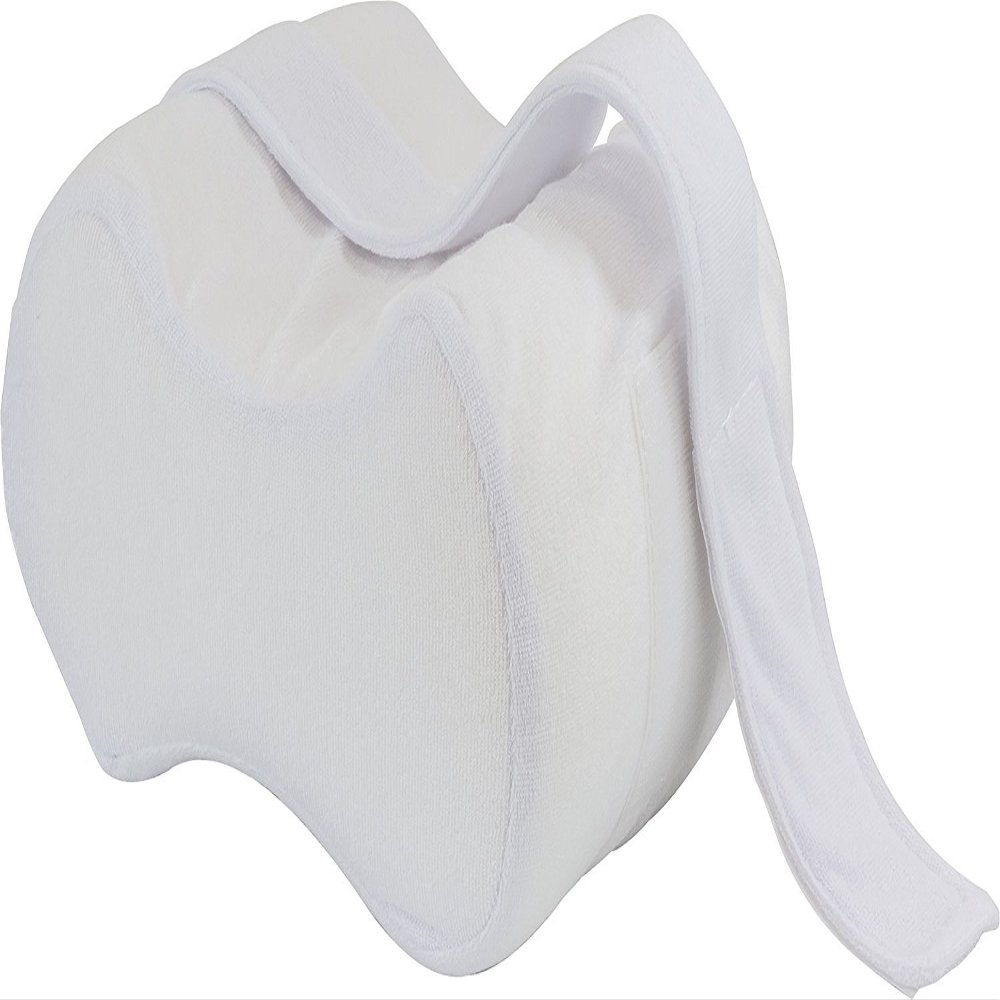 Ergonomic Knee Pillow for Side Sleepers - Orthopedic Memory Foam Knee Pillow for Spine Alignment & Back Pain - Soft Cover with Stabilizing Strap - Knee Wedge Pillow for Deep Nights Sleep