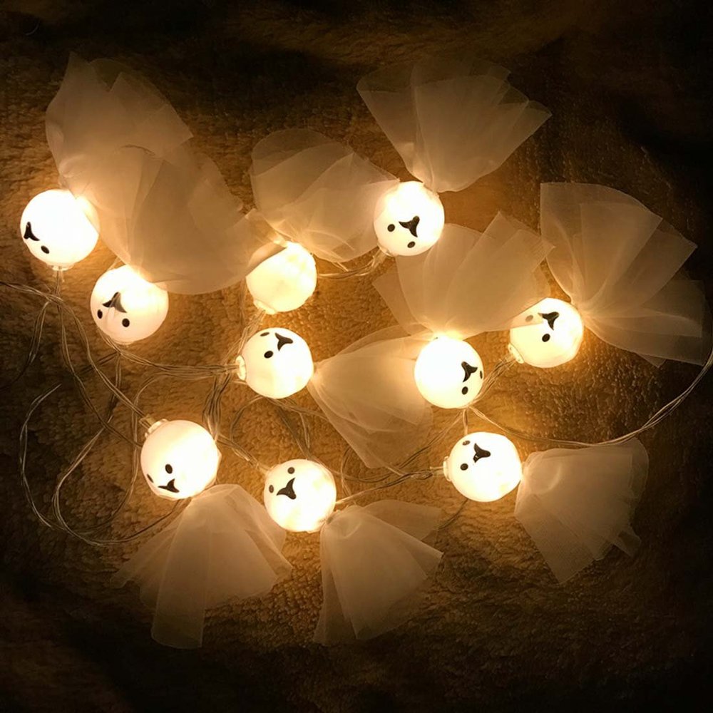 Penfly 1.5M 10LEDs Decorative Ghost Doll Shape Fairy Night Mood Light for Home Indoor Outdoor Festival Halloween Baby Child Bedroom Warm White