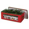 Household Essentials Ornament Storage Box, 36 Piece with Dividers, Sturdy and Stackable with Handles and Clear Plastic Window, Red Polyester Linen with Green Trim view 3