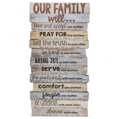 Lighthouse Christian Products Our Family Will Love One Another Rustic Stacked Pallet 8.5 x 16.5 Wood Wall Plaque