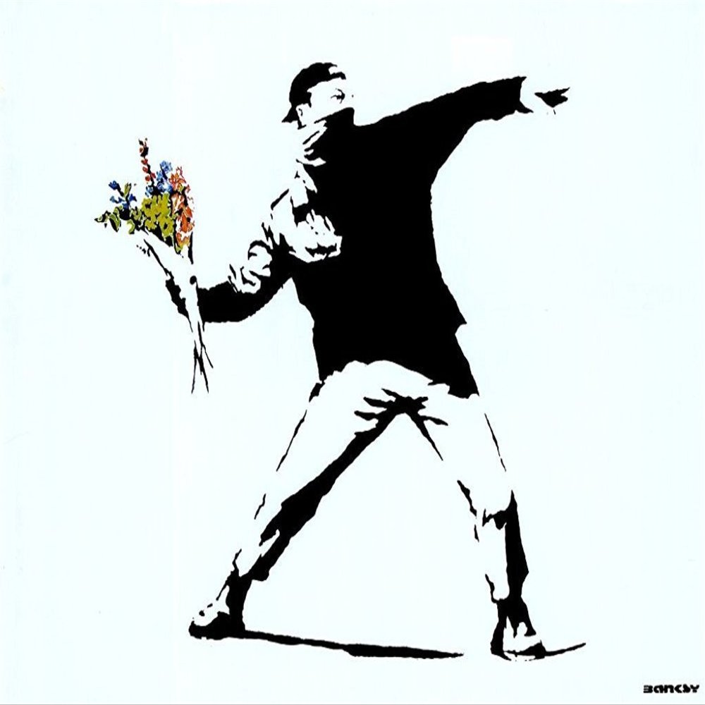 Banksy (Reproduction) Throwing Flowers Art Print Poster