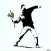 Banksy (Reproduction) Throwing Flowers Art Print Poster view 1