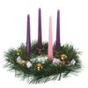 Golden Pine Cone and Purple Ribboned Christmas Advent Wreath view 1