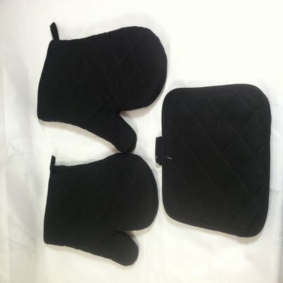 Kitchen Oven Mitt Pot Holder Kitchen Linens Oven Mitt Pot Holder Pack of 4 Oven Mitts & Pot Holders Kitchen Cooking & Baking Supplies (2 Pot Holders & 2 Oven Mitts) (black)