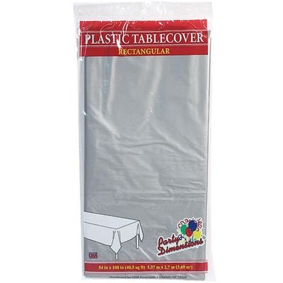 Party Dimensions Plastic Rectangular 54"x108" | Silver | 1 Pc Table Cover (41218)