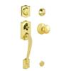 Camelot Handleset with Plymouth Interior Knob in Bright Brass view 1