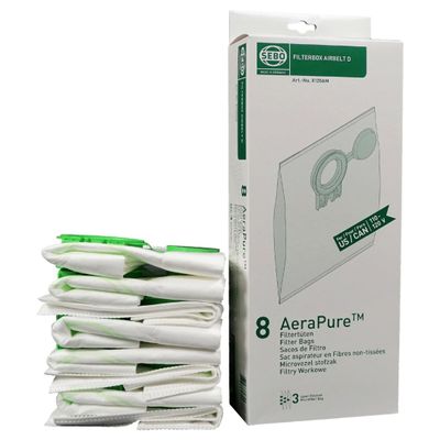 Sebo Airbelt Series D1, D4, D4 Premium Canister Vacuum Filter Bags 8 Pk Genuine Part # 8120AM, 8120ER