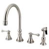 Kingston Brass KS2798BLBS 8" Deck Mount Kitchen Faucet with Brass Sprayer, Brushed Nickel view 1