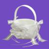 DivaDesigns Wedding Flower Girl Basket Large Flower and Long Tail Ribbons - Ivory view 2