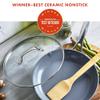 GreenPan Valencia Pro Hard Anodized Healthy Ceramic Nonstick 10" Frying Pan Skillet with Lid, PFAS-Free Cookware, Stainless Steel Handle, Induction Suitable, Dishwasher Safe, Oven Safe, Gray view 2