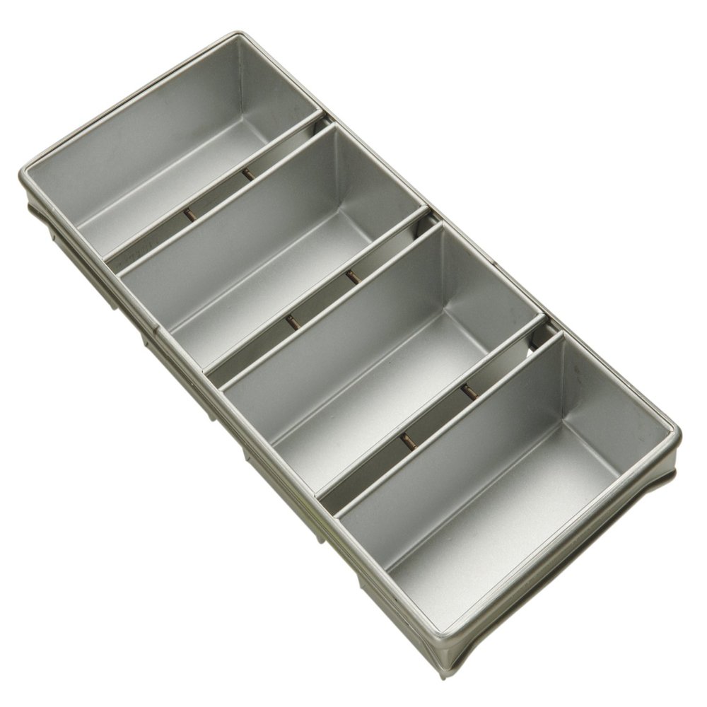FOCUS FOODSERVICE Commercial Bakeware 4 Strap 9 by 4-1/2-Inch Bread Pan Set, silver (905642)