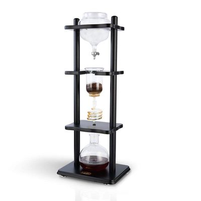 Yama Cold Brew Maker I Ice Coffee Machine With Slow Drip Technology I Makes 6-8 cups (32oz), Large Capacity Cold Brew Coffee Tower, Black Wood Straight Frame