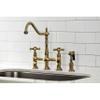 Kingston Brass KS1273AXBS Heritage 8-Inch Kitchen Bridge Faucet with Brass Sprayer, Antique Brass, 8-3/4-Inch view 2