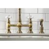 Kingston Brass KS1273PXBS Kitchen Bridge Faucet with Side Sprayer, Antique Brass view 4