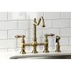 Kingston Brass KS1273ALBS Heritage 8-Inch Kitchen Bridge Faucet with Brass Sprayer, Antique Brass view 3
