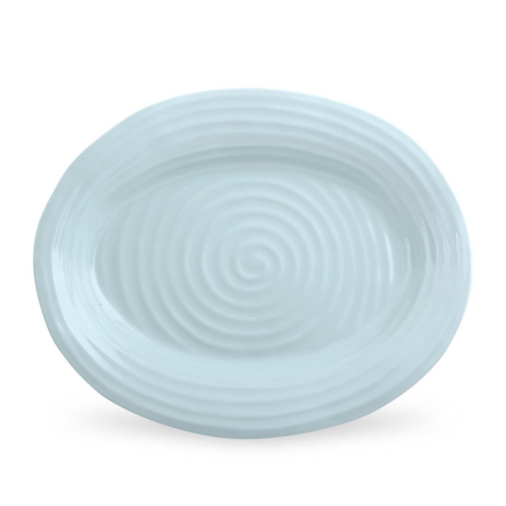 Portmeirion Sophie Conran Celadon Oval Platter  14.5 x 12 Inches Fine Porcelain Serving Dish, Dishwasher, Microwave, Freezer & Oven Safe  Dinnerware & Gift Presentation Tray