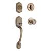 Kwikset Belleview Front Door Lock Handle and Deadbolt Set, Entry Handleset Exterior with Interior Door Knob, Antique Brass, Pick Resistant SmartKey Rekey Deadbolt Security view 1