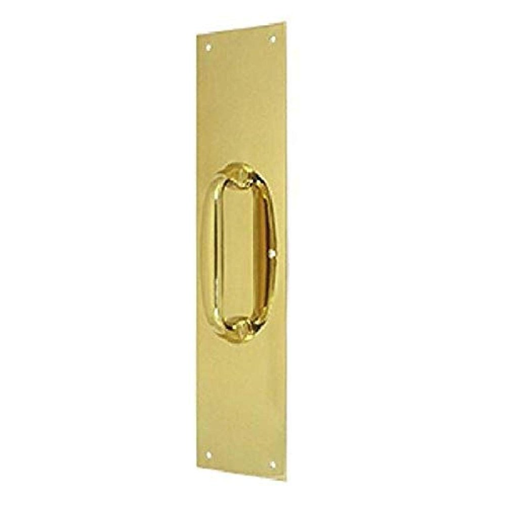 Deltana PPH55U3 3 1/2-Inch x 15 -Inch Push Plate with Handle, Polished Brass